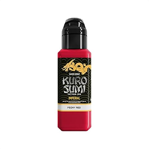 Kuro Sumi Imperial - Peony Red - Professional Tattoo Ink & Tattoo Supplies for Vibrant Color & Shading - Skin-Safe Permanent Tattooing - Vegan (1.5 oz) Cover