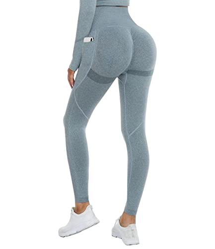 DUROFIT Scrunch Butt Leggings Damen High Waist Sport Leggings Mit Tasche Po...