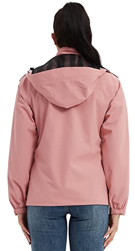 MOERDENG Women's Waterproof Rain Jacket Lightweight Raincoat Hooded Hiking Jacket Softshell Windbreaker