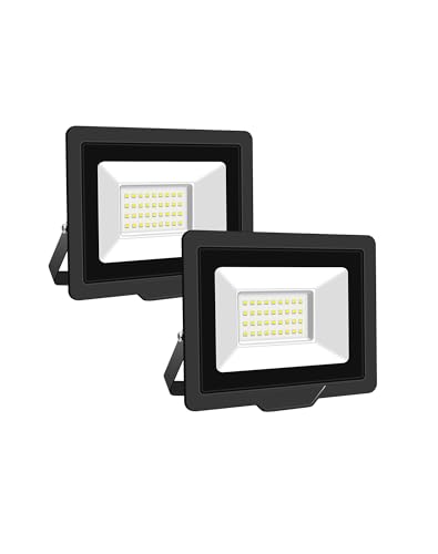 Projecteur LED extérieur 30W 6000K lot de 2 étanche IP67 pour cour et terrasse