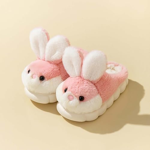 Kids Winter 𝐂artoon Indoor Plush Bunny Slippers Cute Funny Cozy Fl𝐮ffy Rabbit Shoes Home Unisex Fuzzy Animal Slipper2