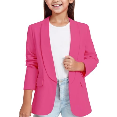 Girls Blazer Jackets Trendy Long Sleeve Open Front Suit Coats Casual Kids Lapel Collar Formal Blazers with Pockets2