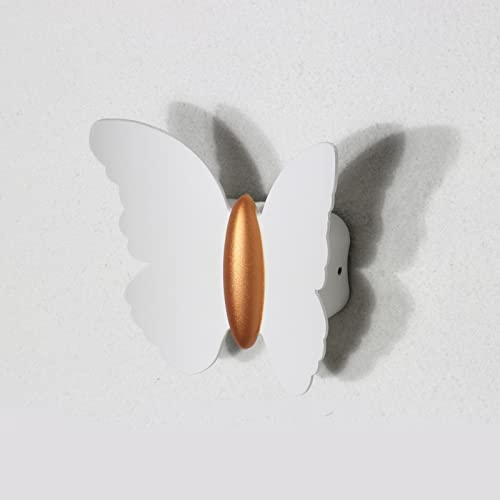 Moderne Applique da Parete Bianco Lampada da Parete LED 6W Forma di Farfalla in Metallo Illuminazione Bianco Caldo 3000k per Camera da Letto, Soggiorno, Scale