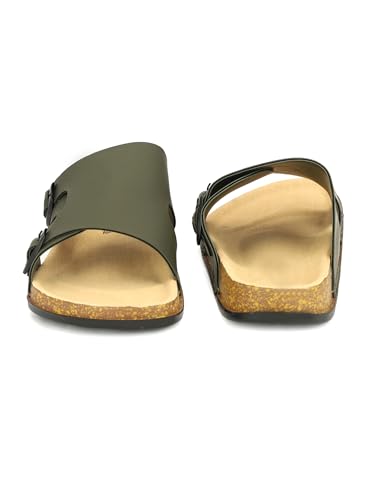Image of Men Full Cover Double Buckle Slippers | Covered Slip-On Sandals for Men | Comfortable Footwear | Adjustable Strap Rubber Sandals | Anti-Slip Sole Slippers