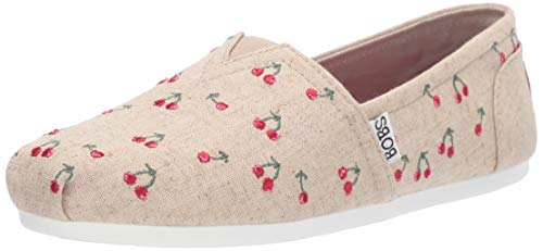 Skechers BOBS Women's Bobs Plush-Cherry Pick Ballet Flat, Natural Red, 7 M US