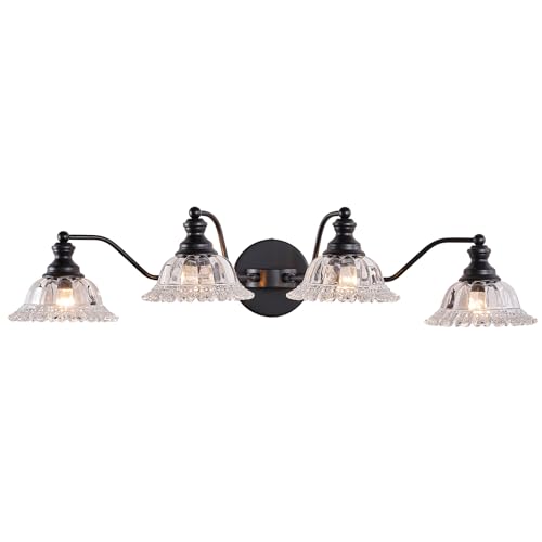 Image of XIEDUN 4 Light Bathroom Vanity Lighting Fixtures Black Vanity Light Fixture Vanity Lights for Bathroom