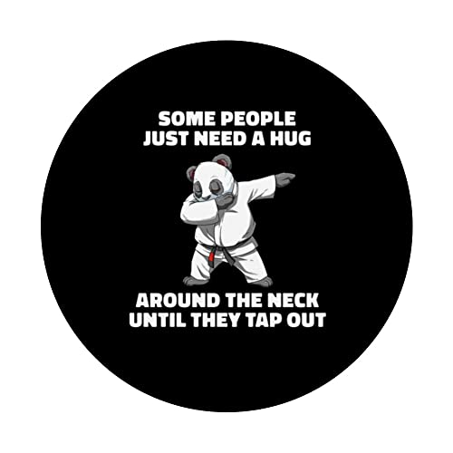 Funny Jiu Jitsu Choke Hug - Dabbing BJJ Grappling Panda PopSockets Swappable PopGrip, Black - Image 3