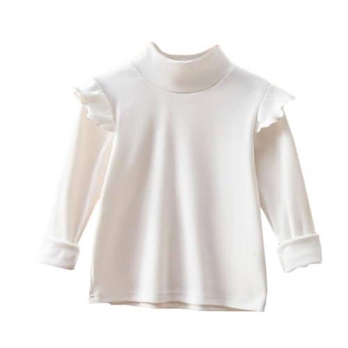 Image of Girls Ruffle Long Sleeve Mock Neck Tops Basic T Shirt Kids Fall Winter Tops Active Layer Shirts