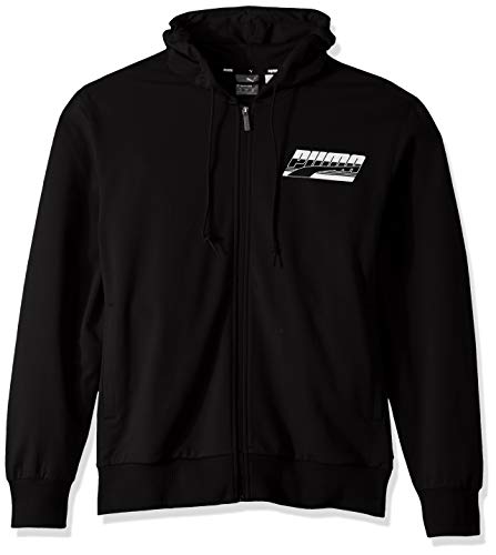 PUMA Men's Rebel Hooded French Terry Jacket, Cotton Black, M