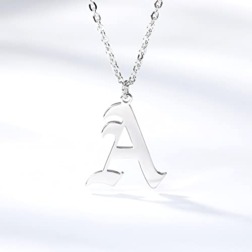 LILY123 Mode Initiale Lettre Nom Pendentif Collier en Acier Inoxydable Ancien Alphabet Or Ruban clavicule Chandail chaîne Bijoux Cadeaux Accessoires pour Hommes Femmes Filles Étudiants Cover