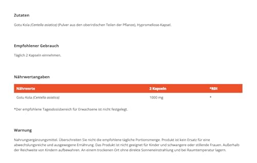 GymBeam Gotu Kola (Kapseln) - Centella Asiatica Extrakt 1000 mg pro Tagesdosis, natürliches Nahrungsergänzungsmittel für Gedächtnis, Konzentration, Hautpflege, Herz-Kreislaufgesundheit, 90 caps