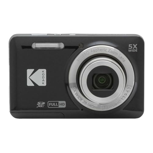 Image of Kodak Pixpro FZ55 16MP 5X Optical Zoom Digital Camera (Black, 4 Items) | 16.35MP 1 /2.3 CMOS, 1080p, 2.7 LCD, Includes Case, 32GB Class 10 UHS-I SDHC and USB 2.0 Reader