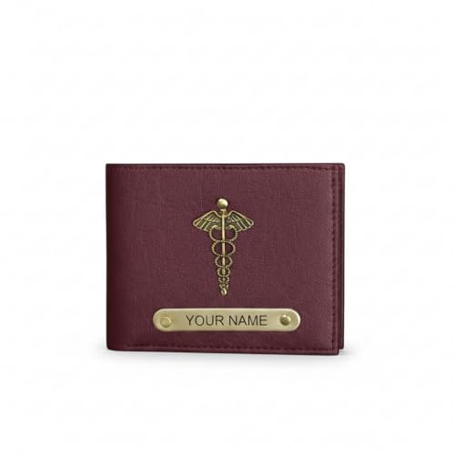 Image of Men's Personalized Wallet I Customized Slim Stylish Leather Purse with Name & Charm I Unique Birthday Anniversary Gift for Men Boy Love Husband Employees Clients - (Brown)