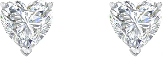 1 Carat Heart Shape Diamond Stud Earrings for Women | 14K White Gold Screw Back | Elegant Solitaire Jewelry Gift for Birthday & Anniversary - Image 2