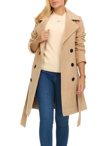 Steve Madden Trench Coat for Women – Double-Breasted Long Winter Faux Wool Coat2