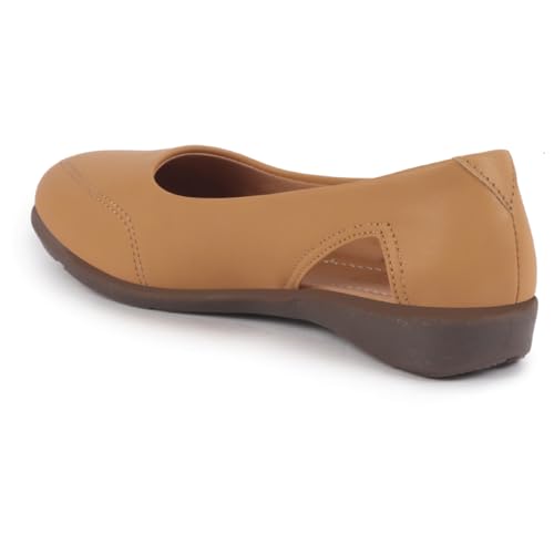 Image of FAUSTO Women Stylish Backless Casual Ballets | Low Heel Cut-Out Slip-On Ballerinas | Comfortable Walking Flats Sandals | Memory Cusion Insole