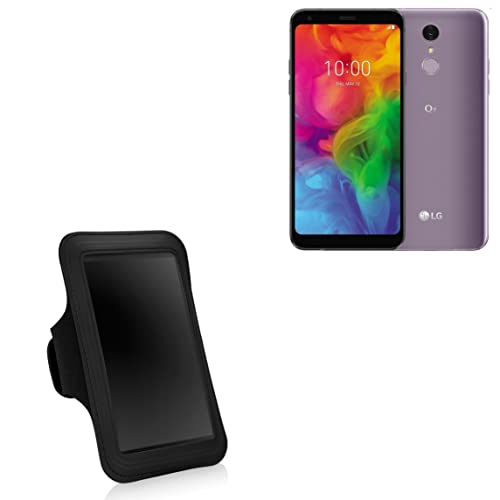 BoxWave Case Compatible with LG Q7a - Sports Armband, Adjustable Armband for Workout and Running for LG Q7a - Jet Black