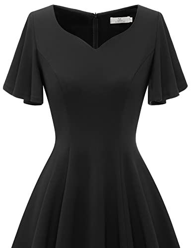 HomRain Wedding Guest Dresses for Women Vintage Short Sleeves Casual Fit and Flare Cocktail Formal Dress for Tea Party4