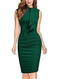 Vestido de lápiz bodycon vintage, cuello alto, diseño de volantes