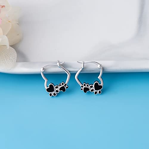 925 Sterling Silver Paw Print Earrings Heart Hoop Earrings for Women Puppy Dog Earrings for Pet Lovers Dog Mom Gifts Jewelry3
