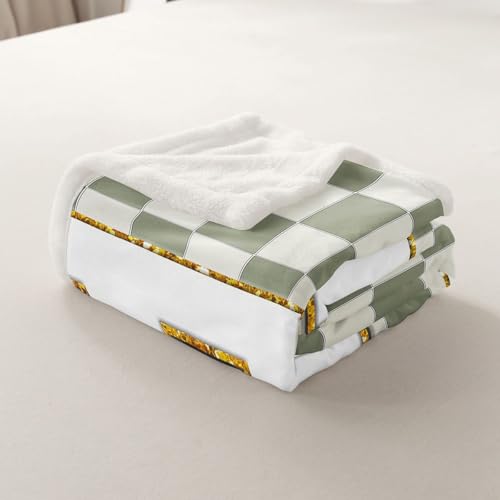 Image of Erosebridal Sage Green Checkered Fuzzy Plush Throw Plaid Initial E Fleece Blanket Personalized Monogram Sherpa Blanket for Kids Boys Girls,Fashion Grids Gingham Decor for Bed Couch Throw 50 inchx60 inch