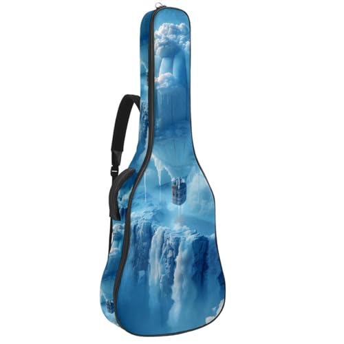 Housse de guitare acoustique étanche motif montgolfière bleue 41 pouces