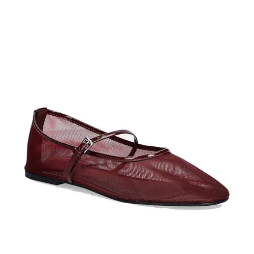 MICIFA Mesh Ballet Flats for Women Round Toe Ballerina Flats with Buckle Strap Comfortable Mary Jane Shoes Casual Daily Wear Shoes