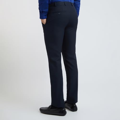 Image of Raymond Men's Poly Viscose Blend Structure Pattern Slim Fit Flat Front Formal Trouser