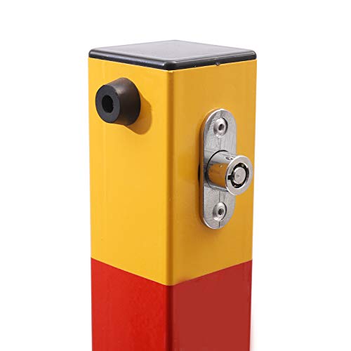 KATSU Parkplatzsperre Poller Parkpfosten für Autoparkplätze abschließbarer herunterklappbarer Parkplatz-Sperrpoller, Privater Parkplatz, gelbe und rote, Oberes Schloss, 70cm Höhe