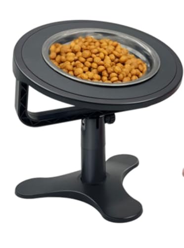 Apaeofl猫 犬用 食器 ペット食器台 猫 犬用 フードボウル 水ボウル 高さ調整可能な10°傾斜キャットスタンド付きの昇降式猫用食器、室内猫用ダブル猫食事と水飲みボウルセット滑り止めフット付き (ピンク) (ブラック)