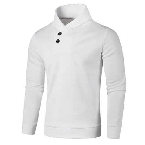 Men's Solid Color Casual High Collar Button Patchwork Slim Fit Knitted Sweater - Main Image