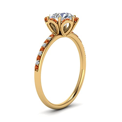 Image of 55Carat Choose Your Gemstone 6 Petal Ring Yellow Gold Plated Round Shape Halo Engagement Rings Well Shaped for Any Gift Giving Occassion Modern Style Enchating Women US Size 4 to 12