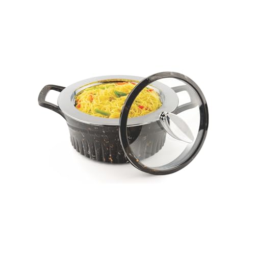 Image of SignoraWare Master Lock BPA Free Plastic Casserole with Glass Lid | Airtight & Leakproof | Microwave Safe | Perfect for Home, Kitchen & Gifting | Ideal for Storing & Serving Hot Meals (1 Ltr |Black)