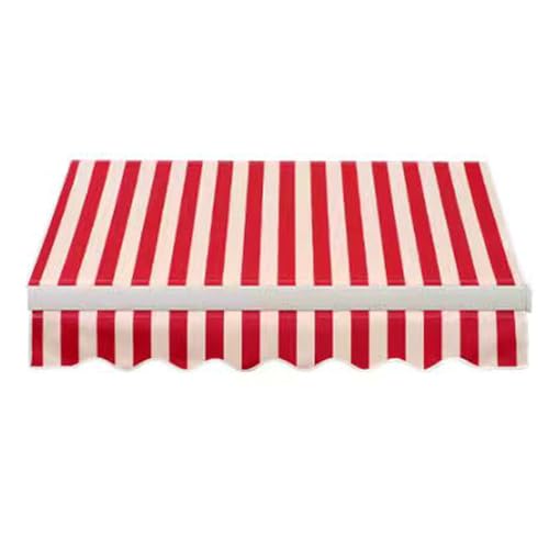Vankaria Lona de Repuesto para toldo retráctil, Cubierta Superior Parasol de poliéster Impermeable, sin Marco, para terraza, balcón, Patio, jardín, 4.5x3m， Raya Blanco Roto y roja