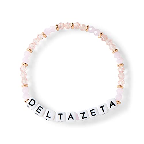 Sorority Shop Delta Zeta Bracelet — Glass Bead Bracelet with DZ Name Beads and 18K Gold Accent Beads, Greek Sorority Jewelry for Big Little Sorority Gifts