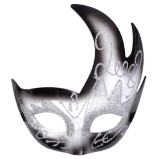 Deluxe Masquerade Halloween Fancy Dress Birthday Party Prom Ball Mask (Black & White)