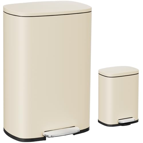 Caneca de basura rectangular 50 L acero inoxidable beige