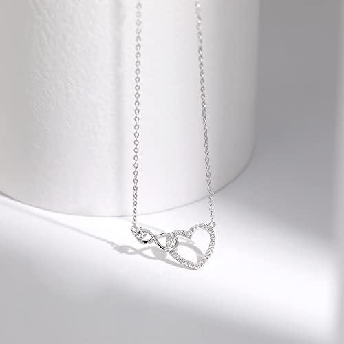 Collar Infinito Corazón Plata 925 Con Circonita Oro