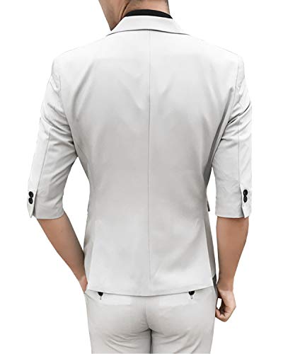 Wemaliyzd Modern Fit Young 2 Piece Suit Peak Lapel Blazer 1/2 Sleeves Short Pants2