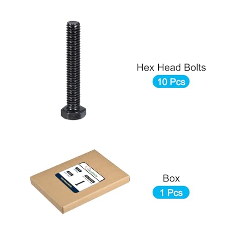 Image of METALLIXITY Hex Head Bolts (5 /16-18 x 2 inch) 10Pcs, 304 Stainless Steel 18-8, Fully Threaded, External Hex Drive, Hex Head Screw Bolt, Black Oxide