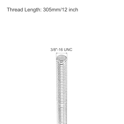 Tige filetée 3/8"-16 UNC en acier inoxydable 304 pour fixations et assemblages de structures, Lot de 4 - 2