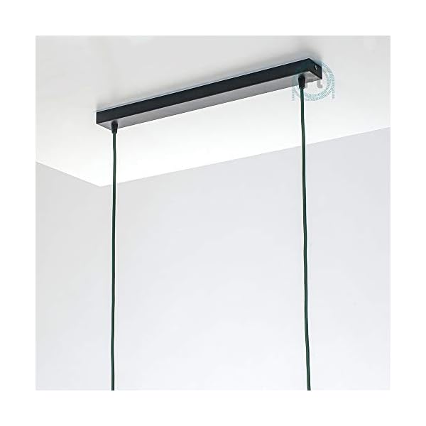 Flairlux Baldachin rechteckig Lampe 2 flammig schwarz Metall Lampenbaldachin rechteckig zum Bau von Deckenleuchten… – Bild 7