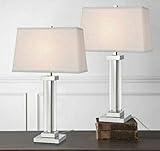 Bridgeport Designs Brushed Steel Crystal Panel Table Lamp 2 Pack