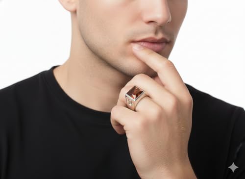 Image of Choose Your Color Mens Bold Ring 925 Sterling Silver Gemstone Wedding Engagement Statement Ring Birthstone Solitaire Jewellery Ring Sizes 4, 5, 6, 7, 8, 9, 10, 11, 12, 13,