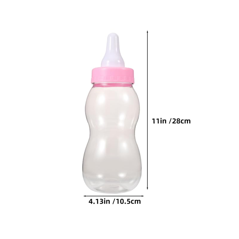 Image of Housoutil 2Pcs Large Baby Bottle Piggy Bank, 11 Inch Big Clear Plastic Baby Bottle Bank, Huge Coin Money Saving Jar, Jumbo Pink Blue Shower Party Candy Jar, Transparent Boy Girl Box （Pink）