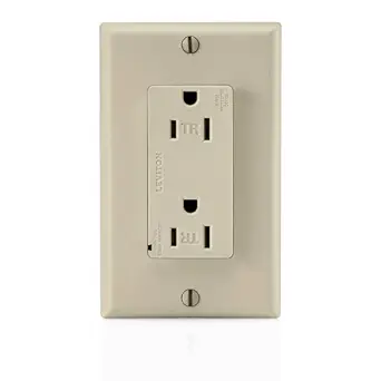 Leviton 15 Amp, 125 Volt, Tamper Resistant, Decora Duplex Surge Suppressor Receptacle, Straight Blade, Commercial Grade, Self Grounding, T5280-I, Ivory