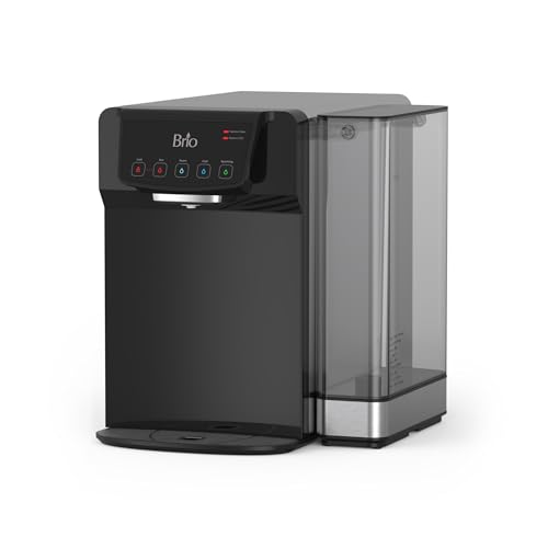 Brio Sparkling 600 Countertop Water Cooler 2 Stage Filter System & UV Water Sterilizer | Reduces PFAS & Microplastics | Instant Hot, Cold, Room Temperature and Sparkling Water Tank + Direct Water Line