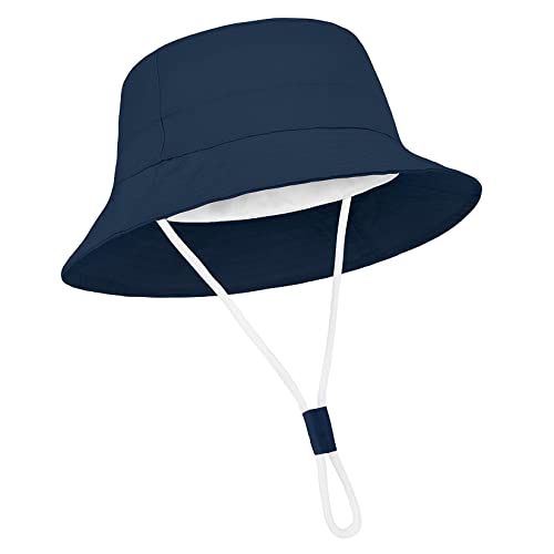 Image of Baby Sun Hat UPF 50+ Sun Protective Toddler Bucket Hat Summer Kids Beach Hats Wide Brim Outdoor Play Hat for Boys Girls