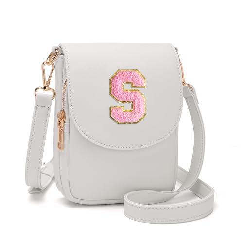 Image of Viverte Crossbody Purse for Teen Girls Small Initial Cell Phone Toddler Purse Leather Triple Compartment Crossbody Bags