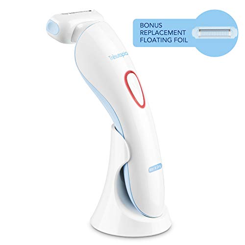 Women's Electric Razor Painless Ladies Electric Shaver Womens Razor Bikini Trimmer Body Hair Remover for Legs and Underarms, Use Wet and Dry (White)